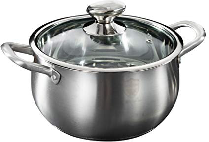 OLSKFUH Cacerola con Tapa De Vidrio, Cacerola, Olla De Acero Inoxidable para Sopa con Tapa, Cocine Cazuelas Familiares con Facilidad,18 * 10cm
