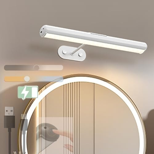 GZZBMY Bilderleuchte LED Kabellos mit Schalter Bildbeleuchtung Kabellos mit 3 Beleuchtungsmodi 4000mAh USB Wiederaufladbare Bilderrahmen Beleuchtung mit Timer Bilderlampe Wandleuchte für Malen (Weiß)