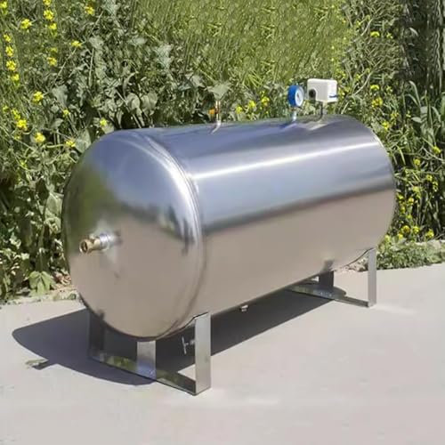 QMNUZCFD Drucktank, 304 Edelstahl Drucktank, 100 160 200 250 300 500 700 Liter Brunnenpumpe Lufttank, Hochwasserdrucktank for Brunnenanlagen mit Entlüftungsventil und Montagesatz(250L/66Gal)