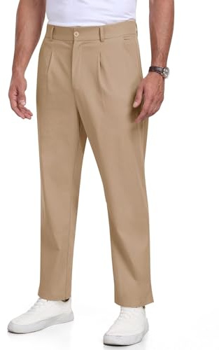 MoFiz Pantalone Lino Uomo con Bottoni Estivi Uomo Lunghi Lino Loose Fit Cotone Pantalone per La Spiaggia, Le Vacanze Blanc S