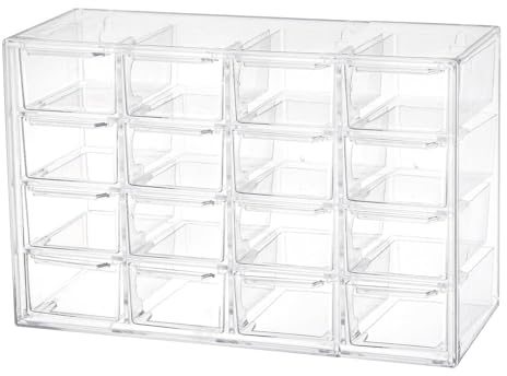 Koomuao Schreibtisch-Organizer Plastik 6/9/12 Schubladen,Sortierboxen Kleinteilemagazin,Klein Schubladenbox Kunststoff Desktop Aufbewahrung Organizer für Kosmetik Schmuck Schreibwaren (16 Schubladen)