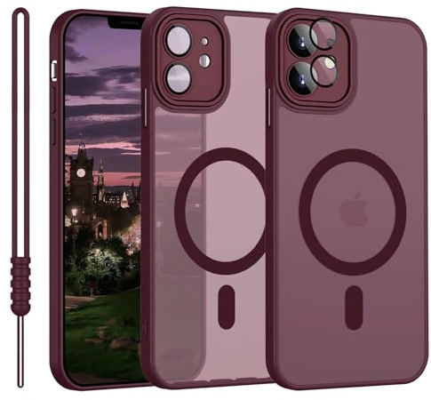 YUANDMI Cover Magnetica per iPhone 11 Cover con MagSafe, Custodia Per iPhone 11 Traslucida Opaca Case Ultra-Sottile Silicone Anti-Scivolo Resistente ai Graffi, Prugna