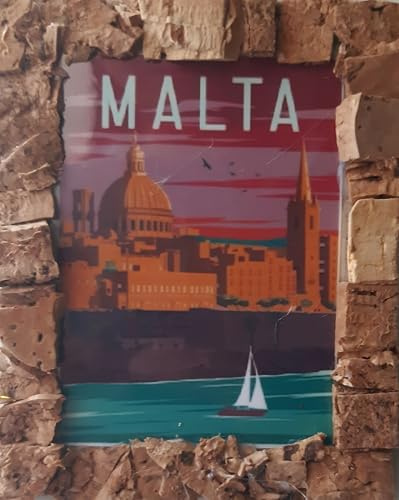 Calamita da frigo con isola di Malta, realizzata a mano, per viaggi, vacanze, città, 6 x 7 cm, idea regalo (Malta01)
