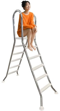 AIBOTY Échelle de Piscine Hors Sol à 5 marches, échelle de Piscine en Acier Inoxydable de 160 cm, Charge de 250 kg, escalier de Piscine Double Face pour Piscine Hors Sol de 63 Pouces