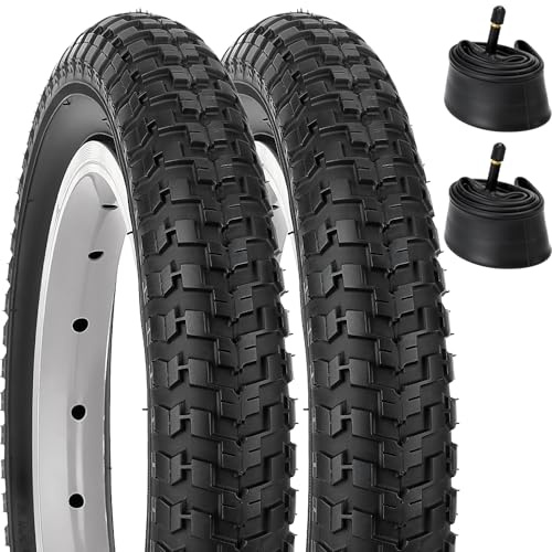 Xastro 2PCS 12.5 Pouces vélo Enfan Pneu 57-203 et 2Pcs Chambres à air 12 1/2x2 1/4 AV32mm Valve Compatible 12.5x2.25 Pneu et Chambres à air Tricycle Remorque Scooter