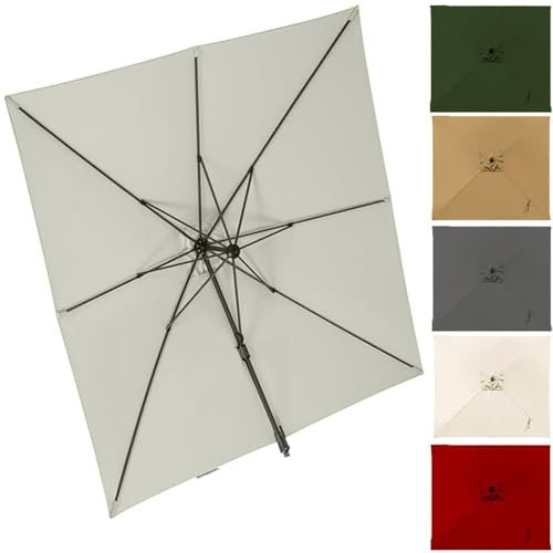 VLKLPZAHAK Rectangulaire Toile De Rechange pour Parasol Jardin Déporté 3x4m Toile De Remplacement pour Parasol De Marché À 8 Baleines, Auvent De Rechange Anti-Ultraviolet(Light Grey,3x3m (9.8x9.8ft))