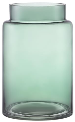KAYLETIN Stor glasvas, gröna blomvaser för bukett, hög glasvas, bred munvaser för soffbord, bröllop, vardagsrum, kontorsdekor, matbord, 18 cm