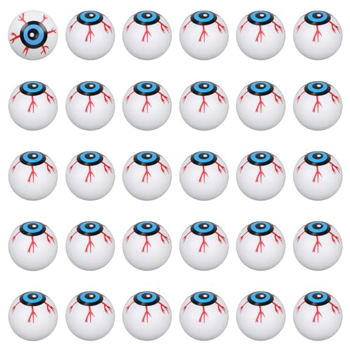 BOXOB 30pcs Halloween Eyeballs, 1.18in Plastic Red White Scary Eyes Halloween Decorations Fake Contact Lenses Eyeballs for Spooky Party Bag Fillers Favors Haunted House Decor Cosplay Horror Props