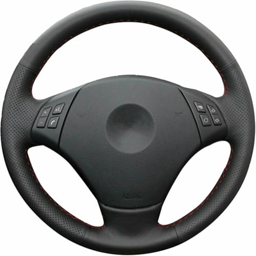 XGTHCVHN Lenkradbezug aus schwarzem Leder und Wildleder, rutschfest, handgenäht passt für BMW 3 Series E90 E91 E92 E93 2006-2011 320 318i 320i 325i 330i 320d X1