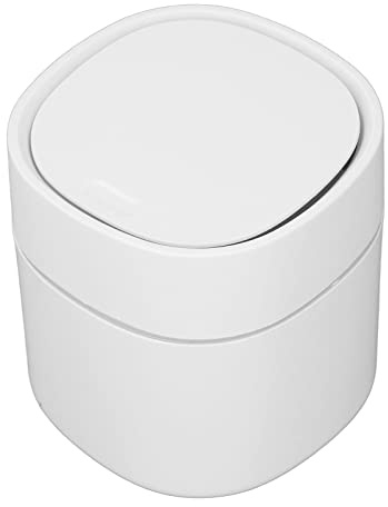 Aoresac Mini Poubelle de Bureau, Fabriquée en PP et ABS, Non Toxique et Danger, Design Simple et Efficace, Convient aux Commodes, Tables, Comptoirs, Cuisines, Salons, Chambres, Bureaux, (Blanc)