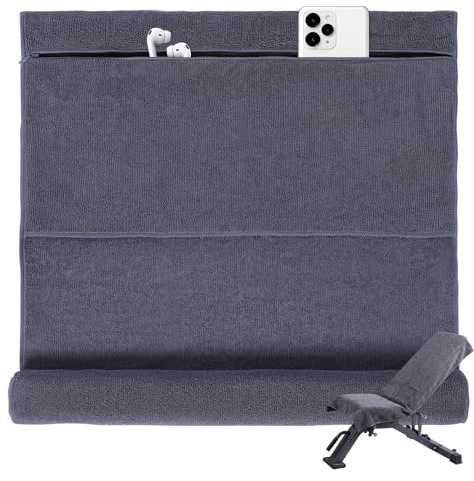 Fitness Handtuch 135x50cm Hochabsorbierend & Schnell Trocknend Mikrofaser Sporthandtuch mit Belüftetem Reißverschlussbeutel Rutschfest ideal für Fitnessstudio Yoga Sauna Reisen (Dunkelgrau)