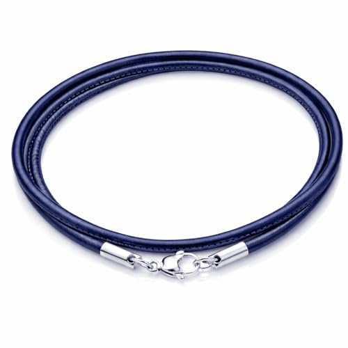 LGT Jewels collar de cordón de cuero azul 2mm-70cm