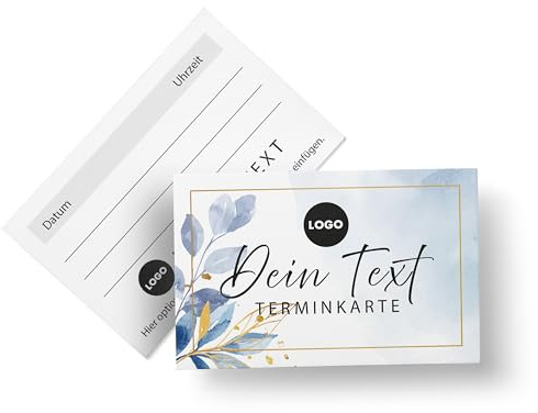 Terminkarten erstellen – 50 Karten mit Name, Logo personalisiert – für Friseur, Kosmetik, Massage – gut beschreibbar – made in Germany – (Motiv 1)