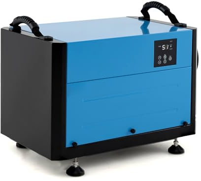 SOARS Deumidificatore Elettrico 73,5 L/Giorno, 403 m³/H, Deumidificatore Professionale 3 Modalità, Tubo di Scarico, Filtro Rimovibile, per Cantine, Magazzini, Scantinati (Blu, 58 X 38 X 36 CM)