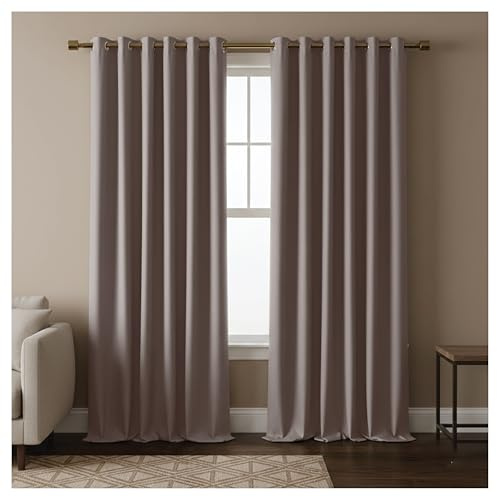 REHAN & CO Thermal Insulated Blackout Ring Top Eyelet Curtain Silver W 66 x L 72 (2 Panels) for Bedroom/Living Room, Black out super soft window curtains & drapes