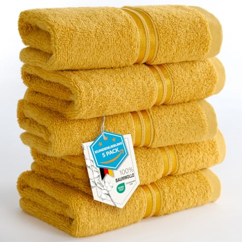 Hammetex Gästhanddukar Set med 5 styck 30x50 cm – 100% Bomullsfrotté – OEKO-TEX Certifierad – Mjuk, Absorberande – med Ögonlock