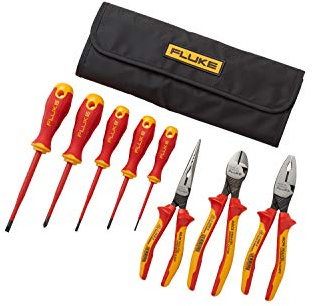 Kit básico de herramientas de mano aisladas: 5 destornilladores aislados y 3 alicates aislados, 1000 V