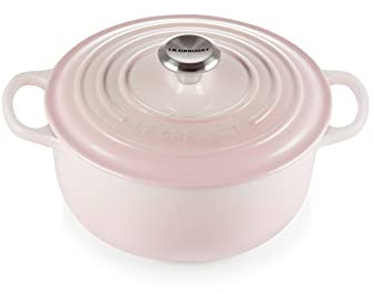Le Creuset Evolution Cocotte de hierro fundido con tapa, Redonda, Pomo de acero inoxidable, ⌀ 20 cm, 2,4 L, Rosa Shell Pink,21177207774430