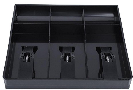 Kassenschublade mit 3 Scheinfächer und 3 Münzfächer für Supermarket Registrierkasse, Einsatz Kassenschublade Ersatz Geldlade Geldbox aus Hochwertigem Kunststof, 40,5x24,5x3,5 cm(black)