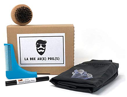 SHOP-STORY - La scatola con setole include un pettine per barba, una spazzola per barba, un grembiule da barbiere e una penna per la crescita della barba