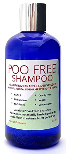 99% Naturel SHAMPOOING CLARIFIANT - CHEVEUX BOUCLÉS - VINAIGRE DE CIDRE, AMANDE, JOJOBA Avec CITRON & PETITGRAIN - 250ml - par POO FREE. Pas de Sulfates, ni Parabènes, Doux, Concentré