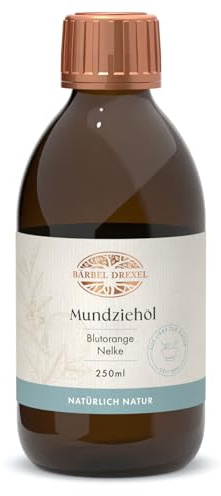 Natürliches Mundziehöl Blutorange Nelke (250ml) Ayurvedische Mundspülung zum Entgiften 100% Vegane Herstellung Deutschland Ölziehkur Nelkenblätteröl Mundöl Ölziehen Zahnöl BÄRBEL DREXEL®