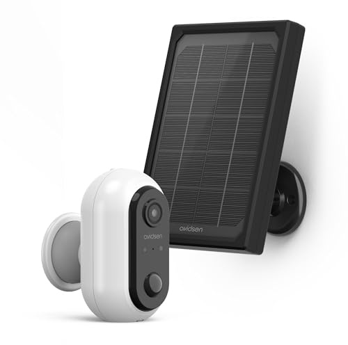 Avidsen Solar-WLAN-Kamera, kompatibel mit Alexa & Google Assistant | 1080p, 130° Blickwinkel, Nachtsicht 8 m, Zwei-Wege-Audio, IP65, 2,4-GHz-WLAN, microSD bis 128 GB
