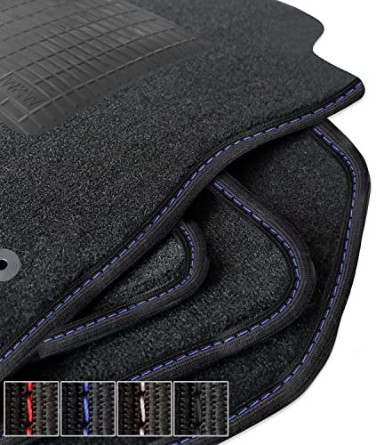 moto-MOLTICO Premium Auto Velours Autoteppiche Schwarz Automatten passend für Kia Sportage III Hyundai Ix35 2010-2015 - Blaue