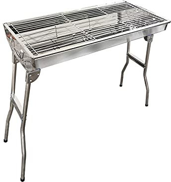 LCRACK BBQ-Grill,Vermenschlichen Faltbar Rostfreier Stahl tragbar Multifunktions Grill Draussen Dauerhaft Stark Holzkohle Grillfeuer (Farbe : A)