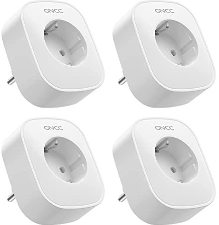 GNCC Presa Wi-Fi con consumo energetico, presa Alexa, confezione da 4 pezzi, presa intelligente compatibile con Alexa & Google Home, telecomando, controllo vocale, 16 A, bianco