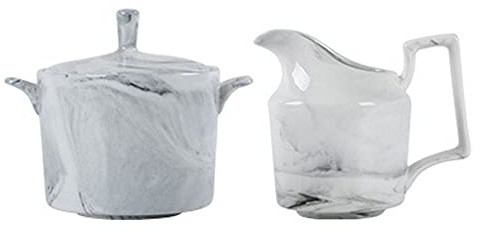 RockTrend Marbling Ceramic Milk Jug Sugar Bowl, Coffee Serving Set, Creamer Pitcher and Sugar Bowl Set