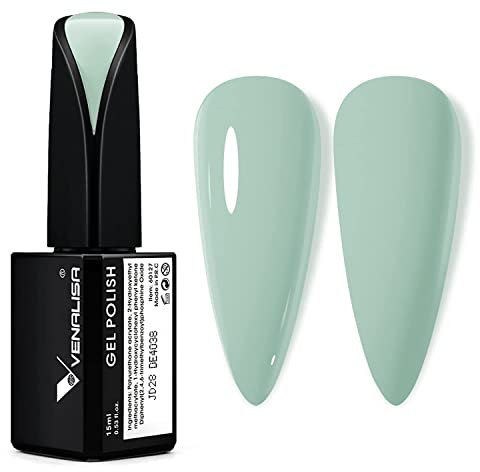 VENALISA Light Green Gel Nail Polish, 15 ml, Beginners, UV Lamp, Durable Manicure, Soak-Off, Shellac
