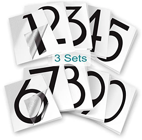 Mailbox Numbers for Outside, 5 inch 3 Sets Number Stickers, Pre-cut for Effortless Align, Strong Self Adhesive Vinyl House Address Numbers for Mailbox Windows Sign Trash Bin Helmet (5 inch black)