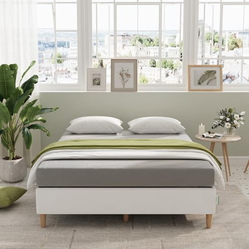 Novilla 35 cm Metallbett Metallrahmenbett Bettgestell mit Lattenrost Holzlattenunterstützung Grauer Bettgestellbezug Stauraum unter dem Bett 140 x 200 cm Schwarz