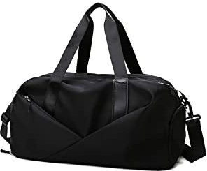CORIOS Herren Sporttasche Damen Reisetaschen Duffle Bag Groß Weekender Übernachtung Tasche Oxford Kabinenreisetasche Trainingstasche Fitnesstasche Handgepäck Schwimmtasche mit Schuhfach Schwarz