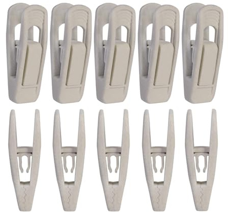 YIYIWANG 10 Stück Samt Kleiderbügel Clips Anti Rutsch Kleiderstifte Set Slim Line Starke Finger Clips Abnehmbare Hosenklammer zum Befestigen von Hosen Rock Kleiderbügel（Weiß