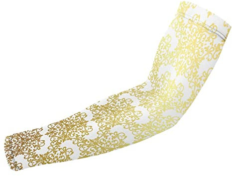 FJAUOQ Armstulpen für Damen und Herren, goldener Hintergrunddruck, UV-Armstulpen zum Bedecken der Arme, 2 Paar