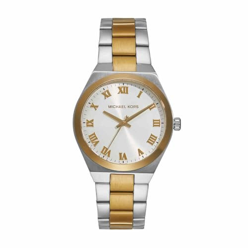 Michael Kors Lennox Watch für Damen, Silberfarbenes Quarz-Dreizeigerwerk mit Edelstahlarmband