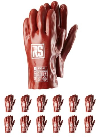 RS PVC 27 guantes de protección químicos hechos de PVC/tamaño 10, 12 pares/marrón/químico y microbiológico guantes/guantes de trabajo/resistente a ácidos, álcalis ácidos y guantes de aceite