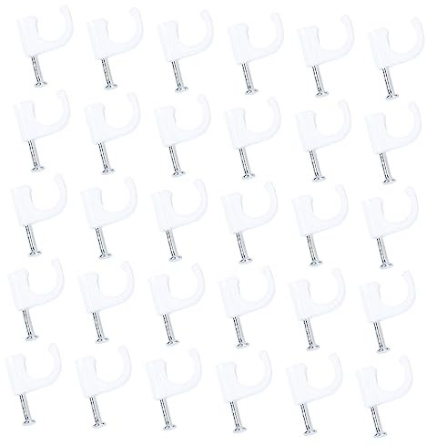 CIYODO 100 Stk Koaxialer Nagel Drahtwand Runde Kabelklemmen Kabelnagelhalter Ethernet-kabel Drahthalter Nagel Kabelhalter Nagel Einzelne Koaxiale Nagelklemmen Drahtnägel Runden Weiß
