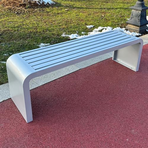 Bank Modern Gartenbank Sitzbank Aus Metall Eisen Blumenbank Gartenbank Ohne Lehne Sitzbank Parkbank Gartenmöbel 100cm/120cm/150cm Einmal Geformte,keine Installation Erforderlich 100x40x45cm silver
