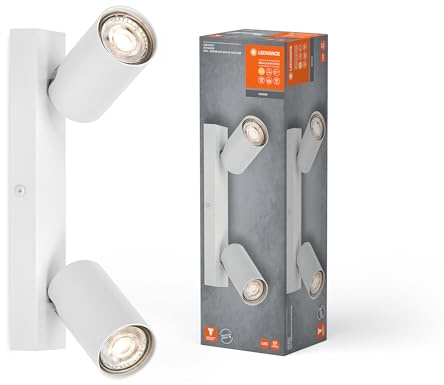 LEDVANCE LED SPOT OCTAGON 2 x 3,4W, GU10, 460lm, blanco, temp. color 2700K, blanco cálido, atemporal, lámpara LED reemplazable, ideal para espacios interiores, CRI 90, cabezales ajustables