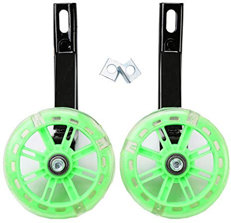 Fahrrad-Stützräder, Fahrrad-Trainingsräder, Universeller Kinderfahrrad-Stabilisator for Kinder, Stützräder, 12–20 Zoll, LED-Licht, Blau, Schwarz, Grün, Rosa (Color : Green, Size : 16in)