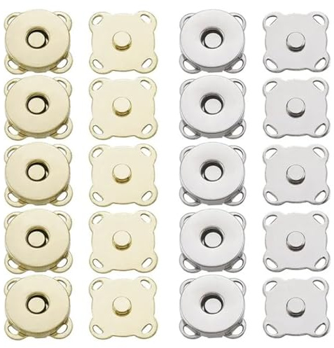 Visxcnu 20pcs Botones Magnético Imanes para Bolsos,Botones Magnéticos a Presión, 14mm Cierre Bolso Magnetico Metal Broches de Botón Magnético para Ropa Bolsos Equipaje Manualidades de Bricolaje