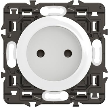 LEGRAND - Prise Electrique Murale sans Terre Céliane Surface Confort - Prise Affleurante avec Socle Rétractable - Blanc - A compléter avec une plaque