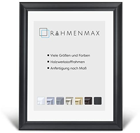 RahmenMax Neapel Barock Bilderrahmen Posterrahmen 20x60 cm Puzzlerahmen Fichte Schwarz gemasert 60x20 cm mit weissem Hintergrund und Antireflex Arcylglas