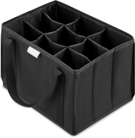SEITZ BAG Flaschentasche 9 Flaschen, Flaschenträger 25x22x33 cm, Flaschen Organizer für Camping und Einkaufen, Flaschen-Aufbewahrung 18L, wasserabweisend, bis 12 kg belastbar