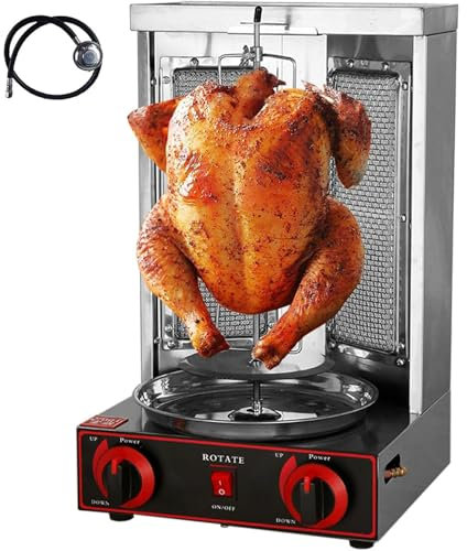 Dfdieratve MáQuina para Hacer Kebab con Propano, MáQuina para Hacer Kebab con Shawarma, Parrilla Gyro con 2 Quemadores, Asador Vertical para Cocinas Comerciales y DoméSticas,barbecuestove