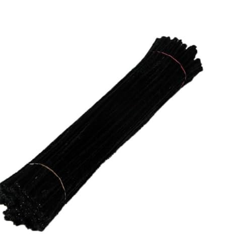 Pfeifenreiniger Für Bastelarbeiten 50Pcs Chenille Stem Rohr Kinder DIY Kreative Spielzeug Handwerk Sticks Reiniger Kindergarten Pädagogisches Handgemachte Material Plüsch Streifen Basteldraht(Black)