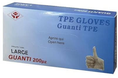 Generico 200 Guanti trasparenti monouso in TPE taglia L - no polvere - no lattice